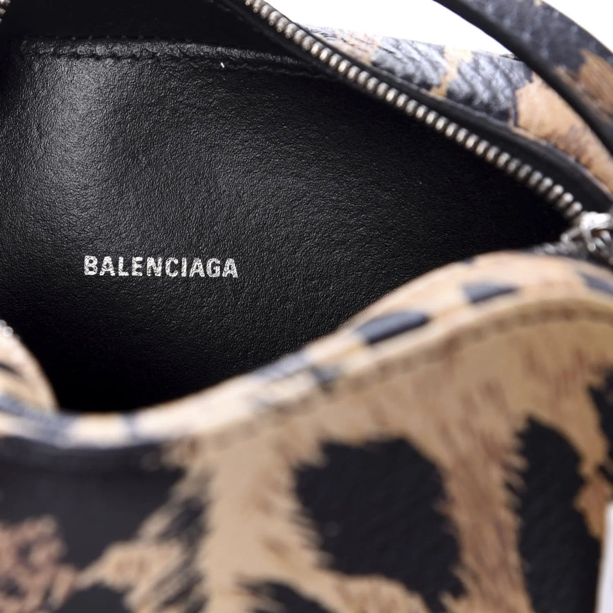 The Balenciaga Calfskin Logo Printed Leopard XS Everyday Camera Bag - Handbags - Clayton's Online Store