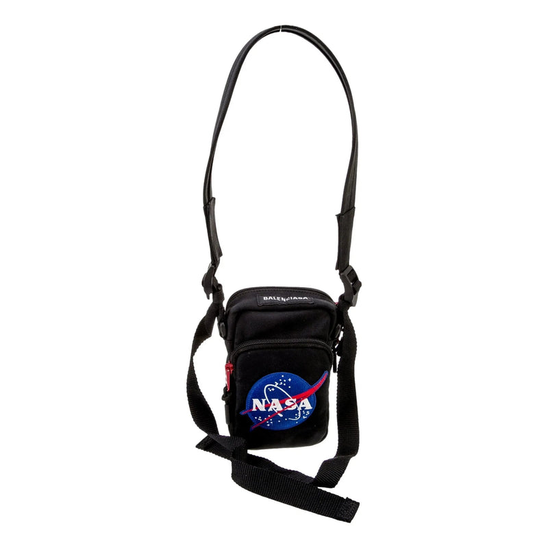 The Balenciaga Nasa Logo Phone Holder Crossbody Bag Black Recycled Nylon - Handbags - Clayton's Online Store