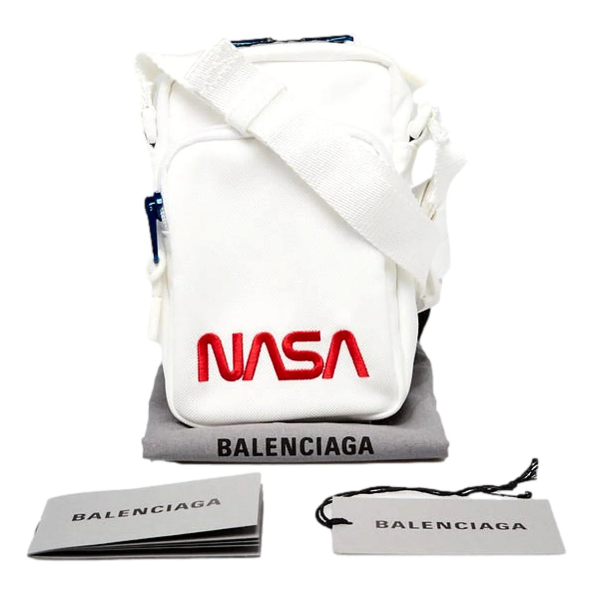 The Balenciaga Nasa Logo Phone Holder Crossbody Bag White Recycled Nylon - Handbags - Clayton's Online Store