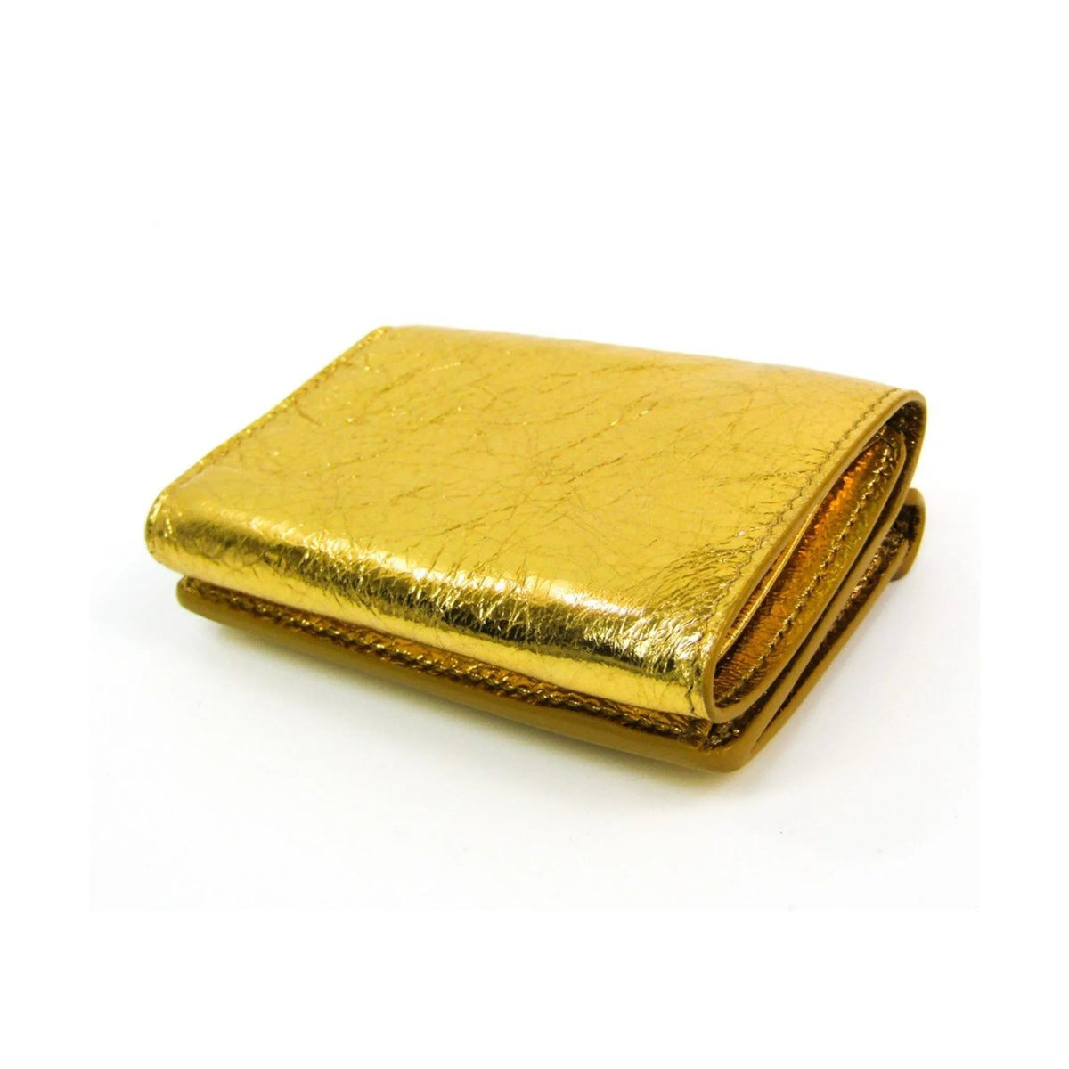 The Balenciaga Papier Gold Arena Lambskin Mini Trifold Wallet - Wallets - Clayton's Online Store