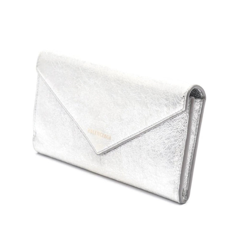 The Balenciaga Papier Metallic Silver Arena Leather Envelope Wallet - Wallets - Clayton's Online Store