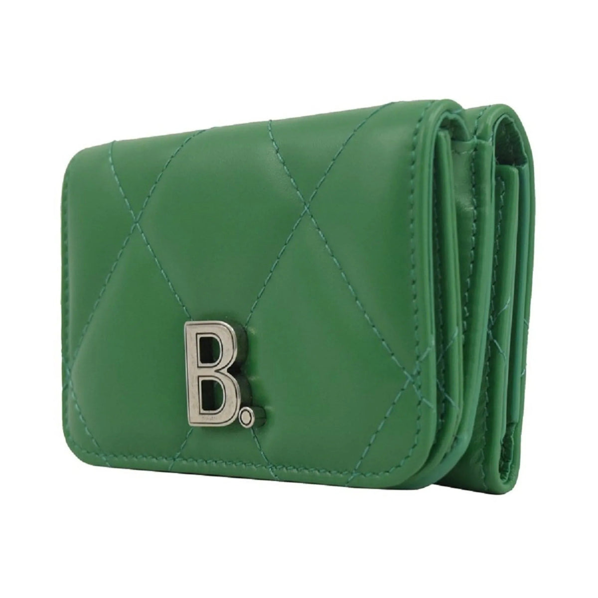 The Balenciaga Touch Leaf Green Nappa Leather Quilted Mini Trifold Wallet - Wallets - Clayton's Online Store