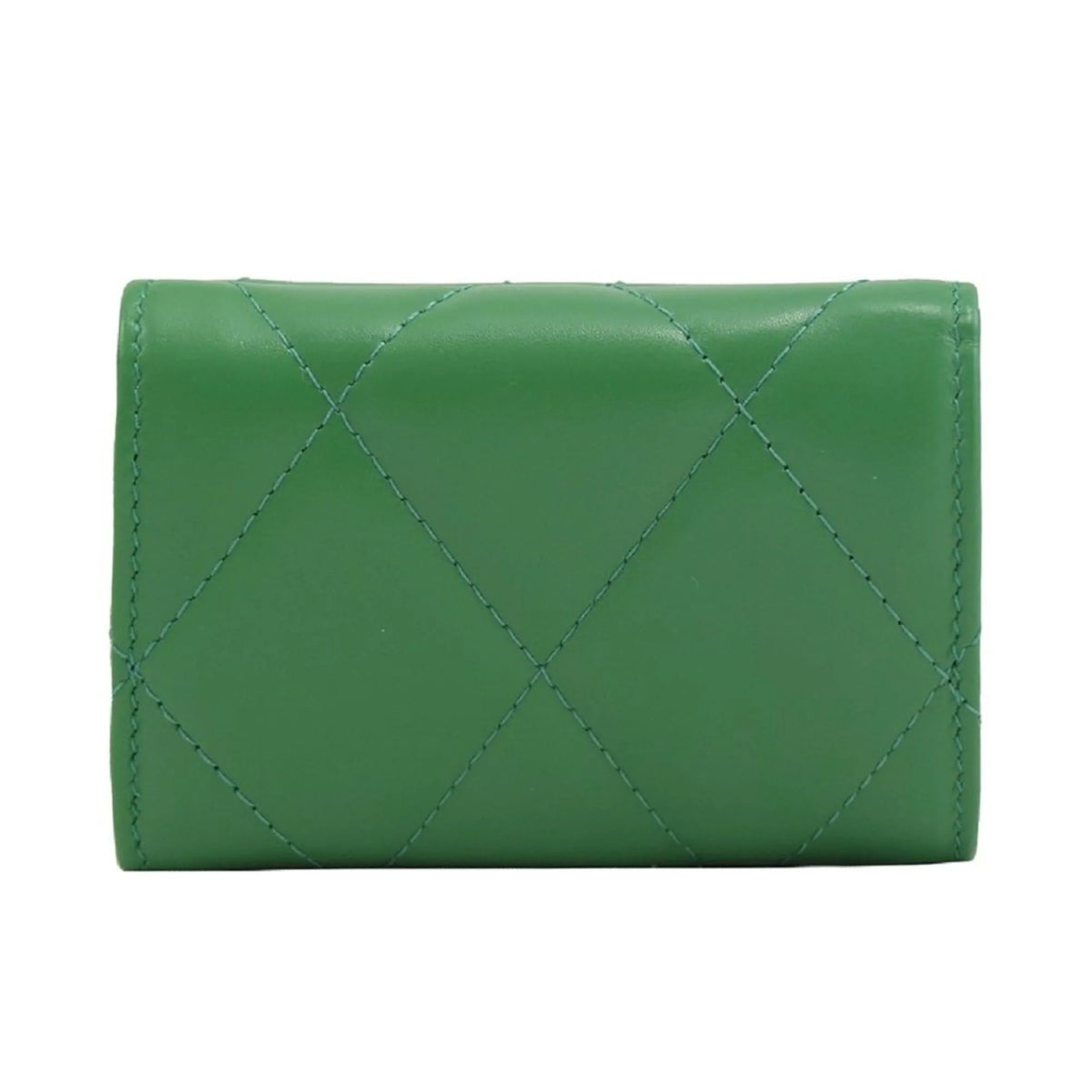 The Balenciaga Touch Leaf Green Nappa Leather Quilted Mini Trifold Wallet - Wallets - Clayton's Online Store