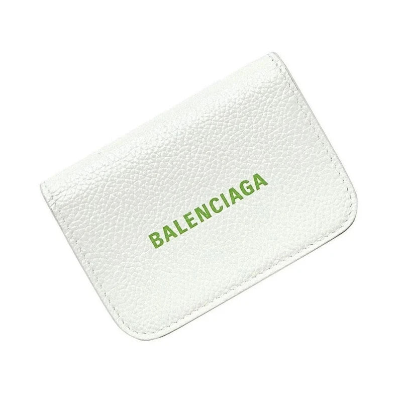 The Balenciaga White Leather Logo Mini Trifold Wallet - Wallets - Clayton's Online Store