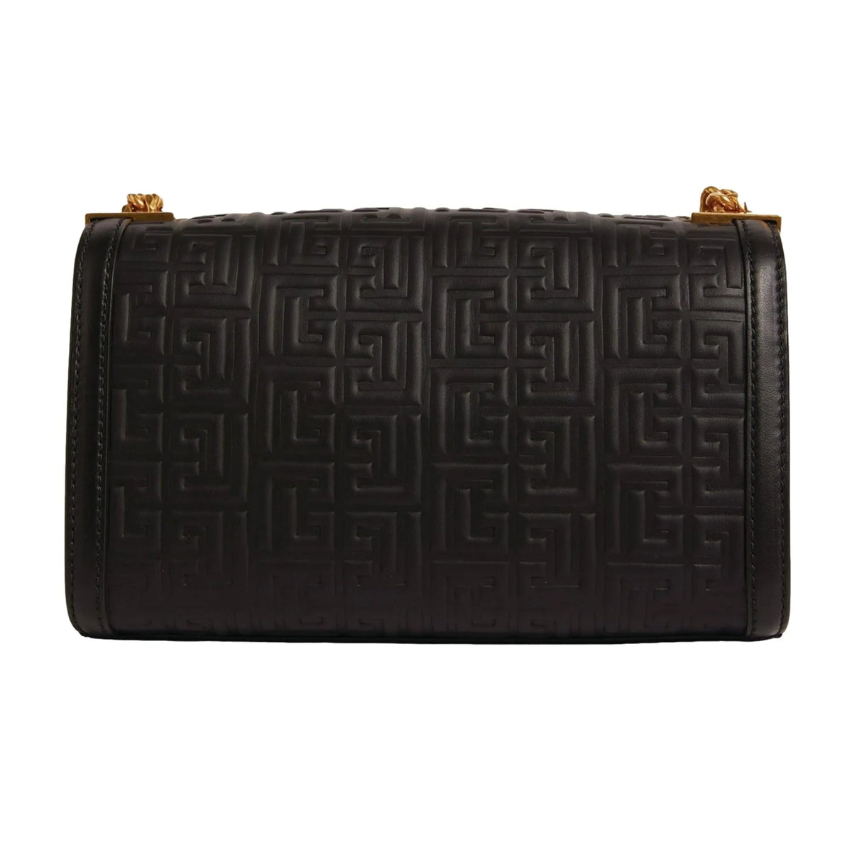 The Balmain 1945 Black Leather Embossed Flap Medium Shoulder Bag - Handbags - Clayton's Online Store