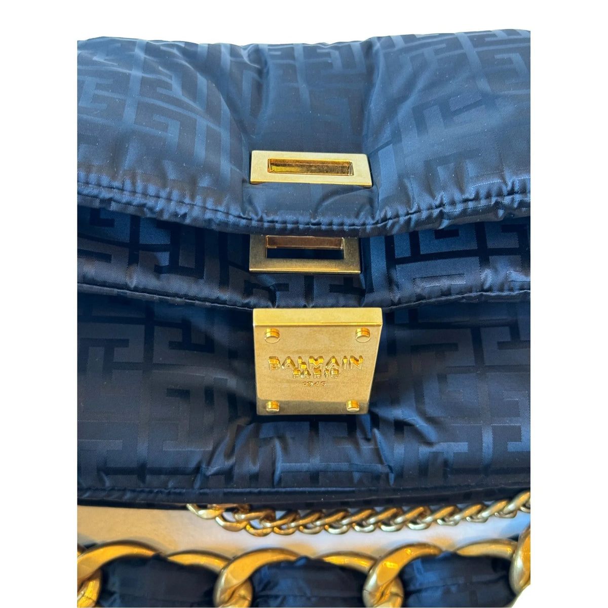 The Balmain 1945 Nylon Monogram Flap Crossbody Shoulder Bag - Handbags - Clayton's Online Store