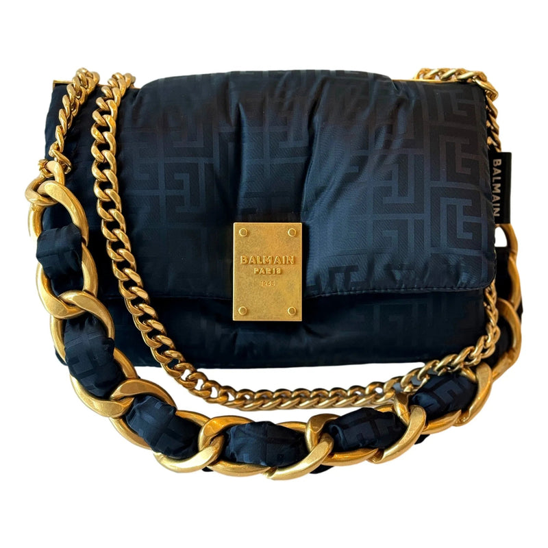 The Balmain 1945 Nylon Monogram Flap Crossbody Shoulder Bag - Handbags - Clayton's Online Store