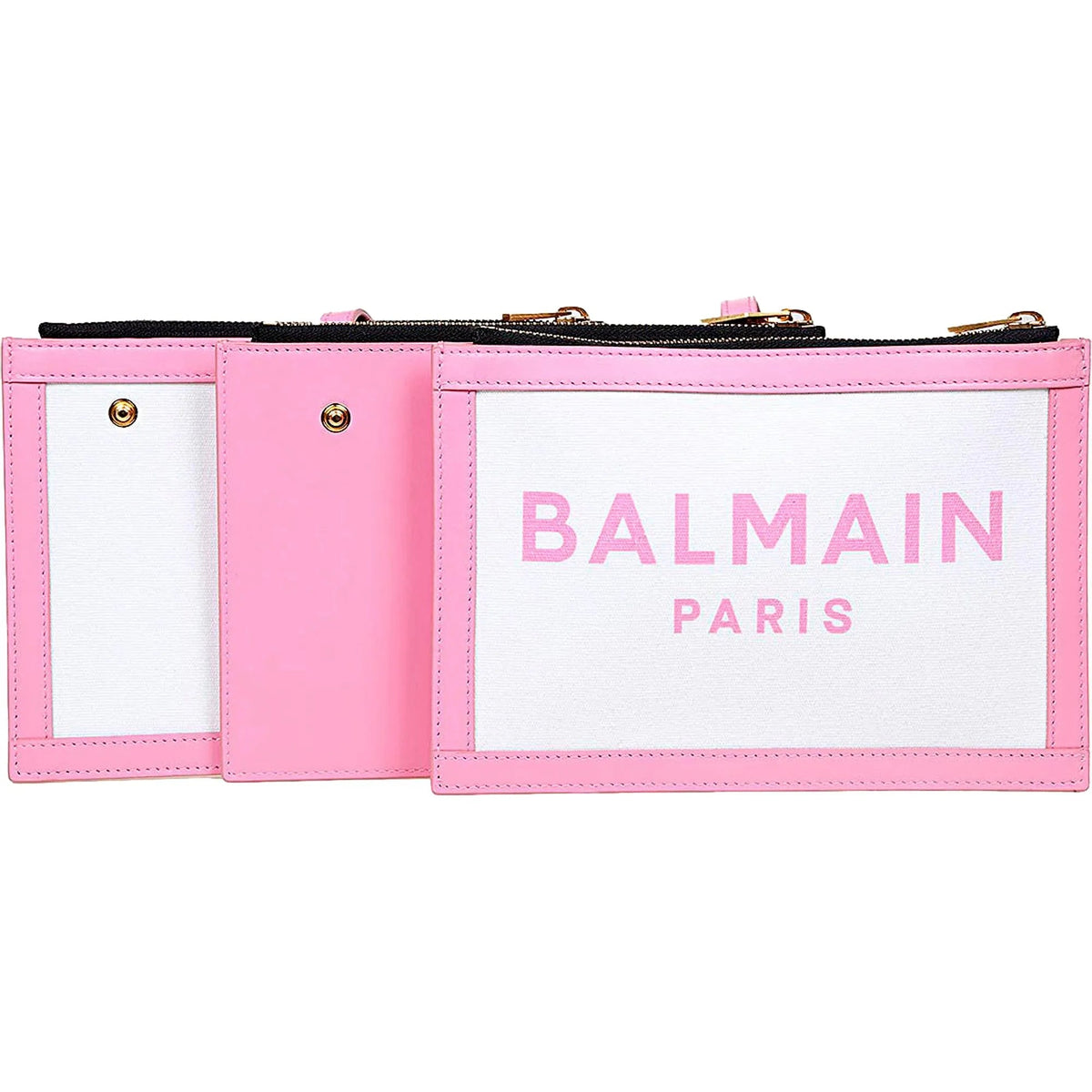 The Balmain B - Army 26 Logo Canvas and Pink Leather Small Crossbody Bag - Handbags - Clayton's Online Store