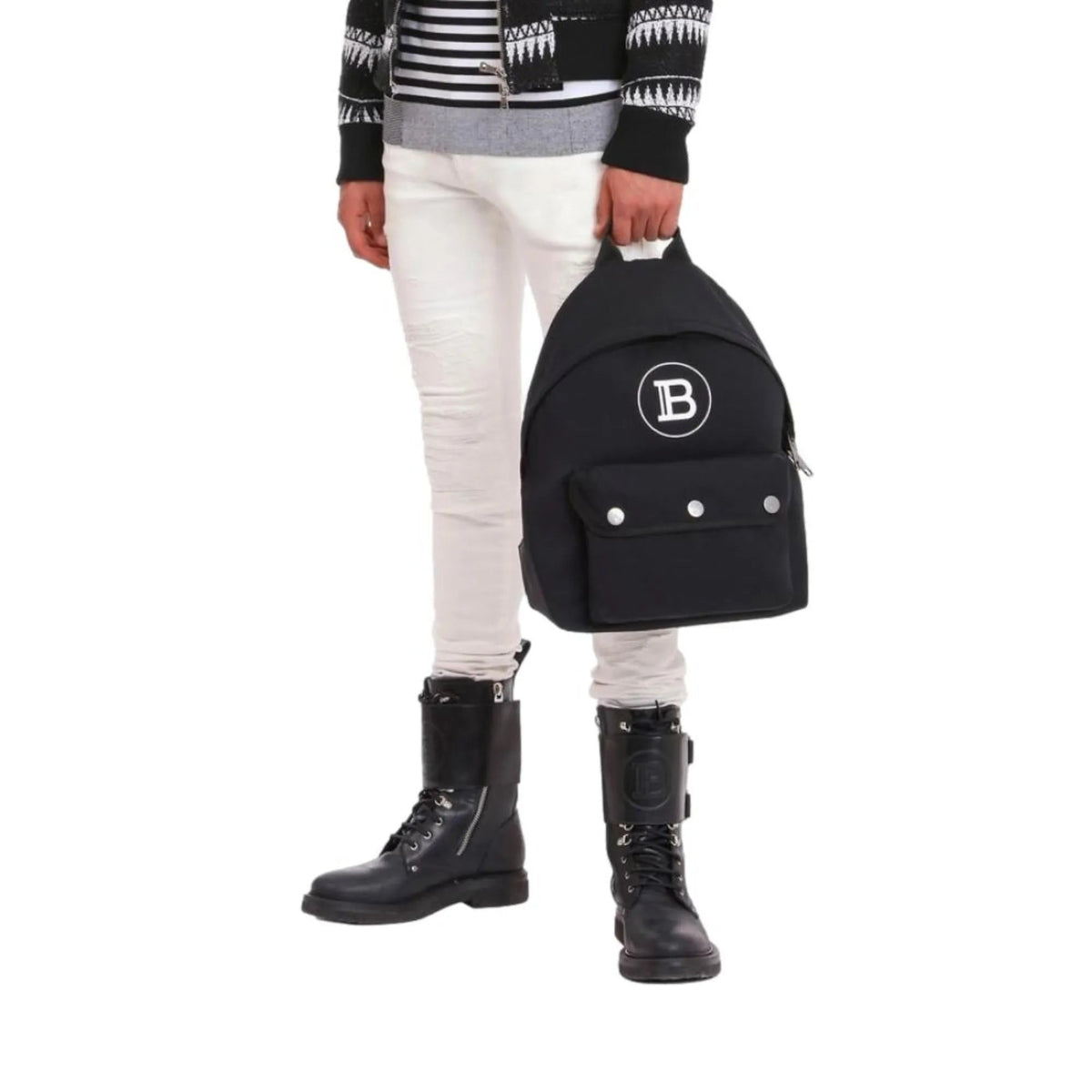 The Balmain B - Back Backpack is crafted from high - quality black nylon - Handbags - Clayton's Online Store