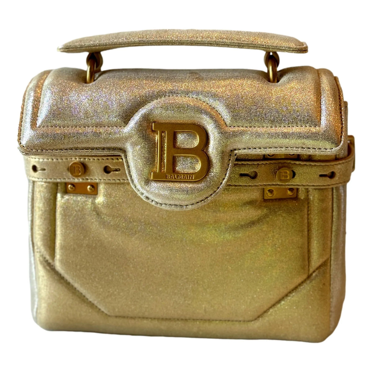 The Balmain B - Buzz 23 Metallic Gold Tote Crossbody Shoulder Bag Calf Leather - Handbags - Clayton's Online Store