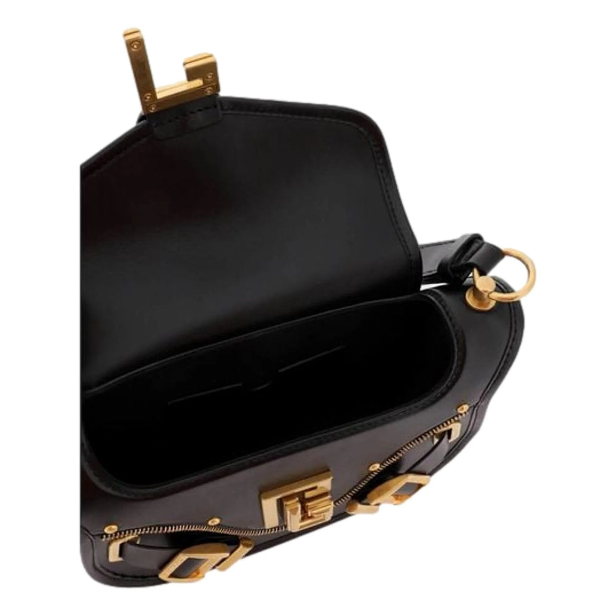 The Balmain Blaze Black Smooth Calf Leather Medium Flap Shoulder Bag - Handbags - Clayton's Online Store