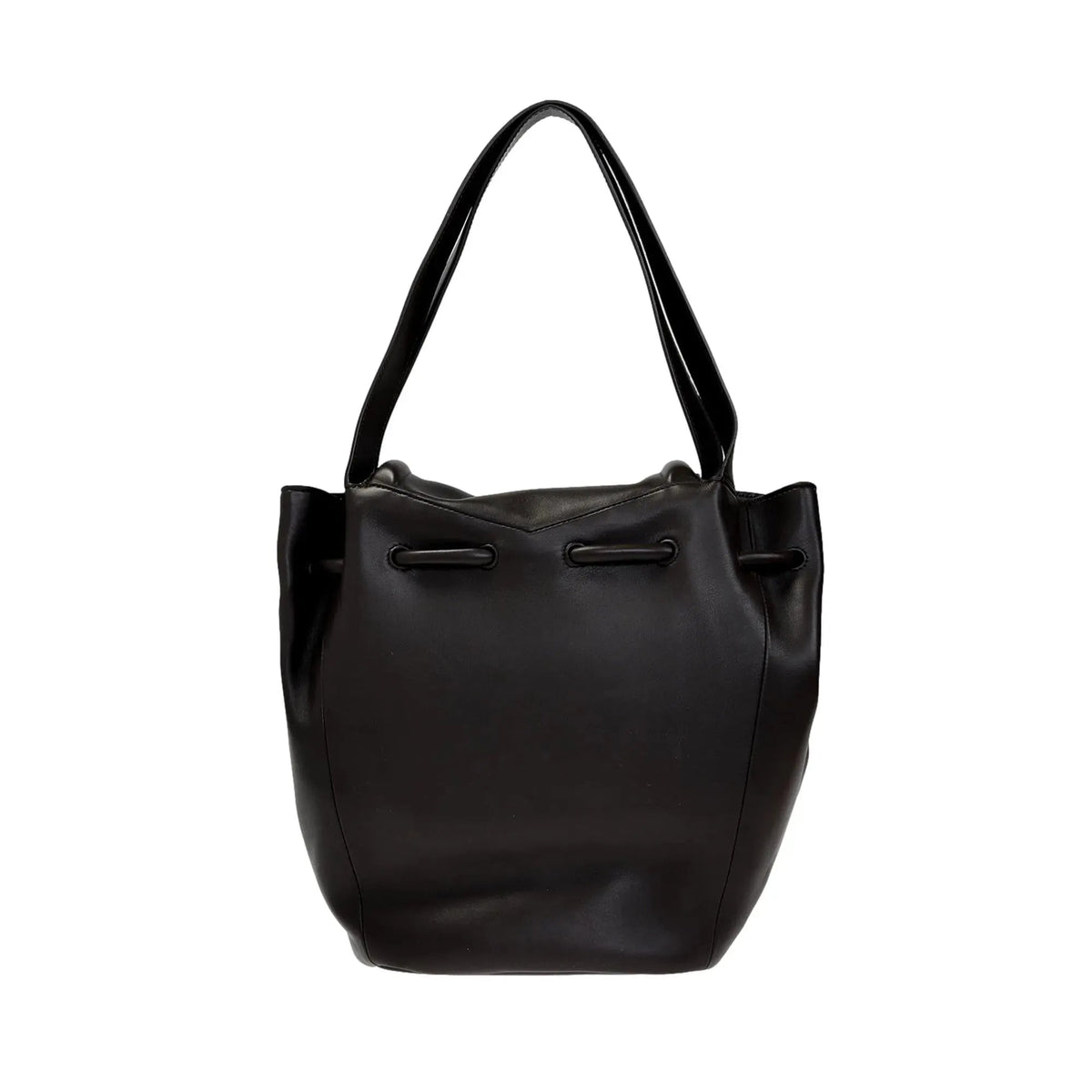 The Bottega Veneta Beak Large Black Calfskin Shoulder Bag - Handbags - Clayton's Online Store