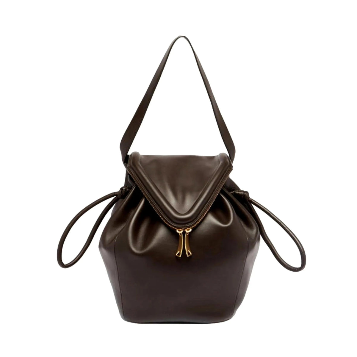 The Bottega Veneta Beak Large Brown Calfskin Shoulder Bag - Handbags - Clayton's Online Store