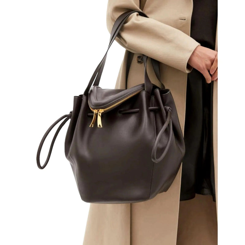 The Bottega Veneta Beak Large Brown Calfskin Shoulder Bag - Handbags - Clayton's Online Store