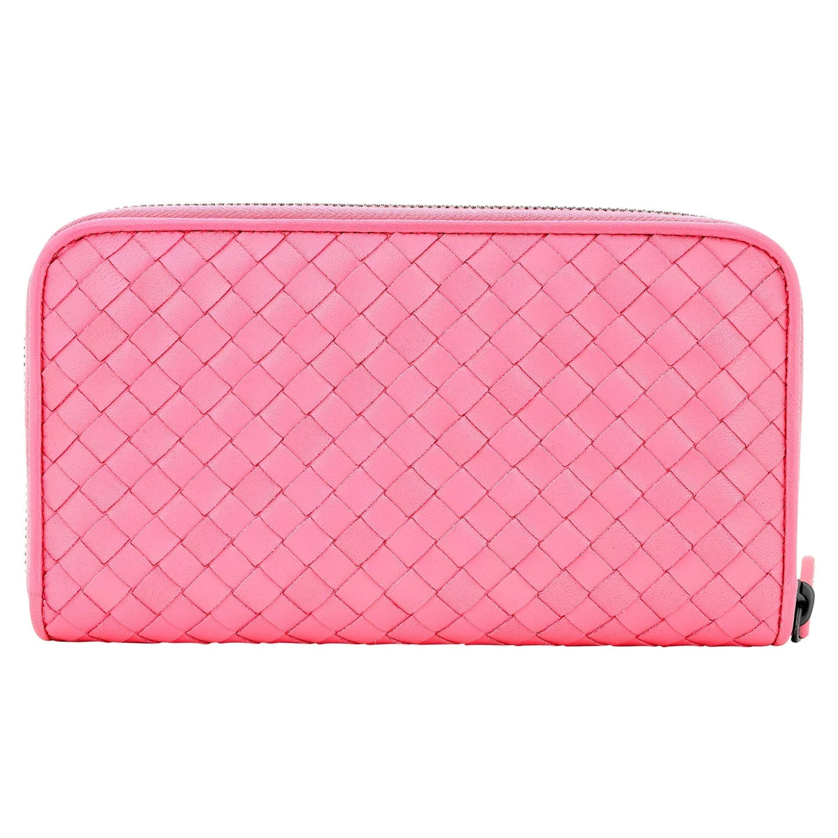 The Bottega Veneta Intrecciato Zipper French Calf Leather Wallet Pink - Wallets - Clayton's Online Store