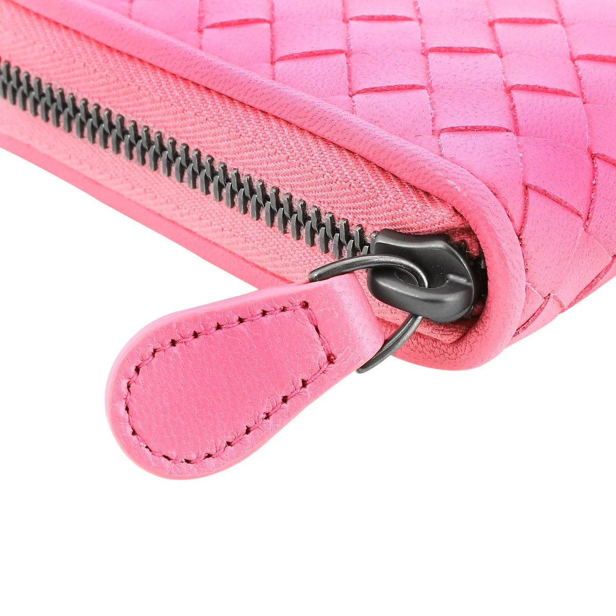 The Bottega Veneta Intrecciato Zipper French Calf Leather Wallet Pink - Wallets - Clayton's Online Store