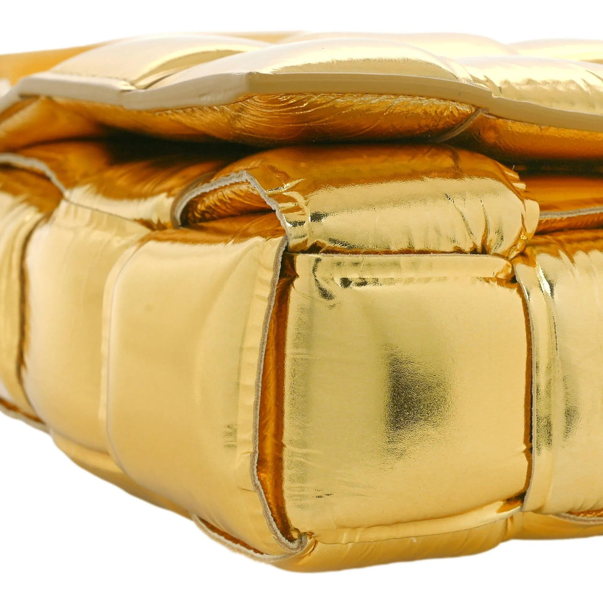 The Bottega Veneta Padded Cassette Metallic Gold Lambskin Crossbody Bag - Handbags - Clayton's Online Store