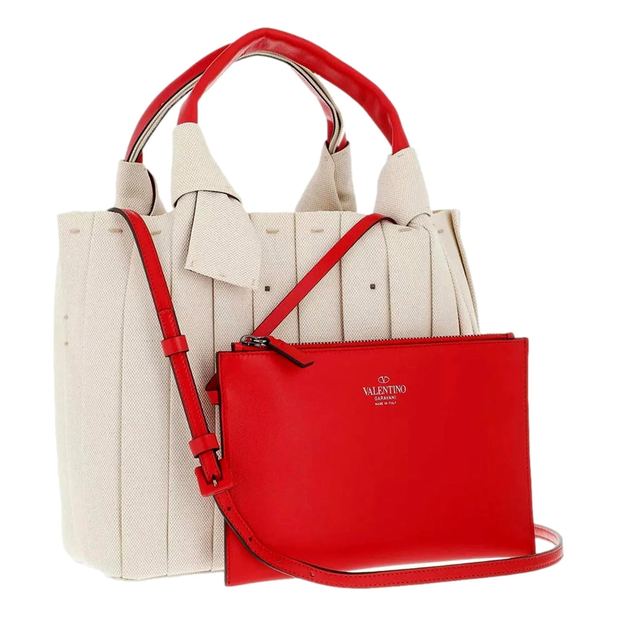 Valentino Garavani 05 Plisse Edition Sac Atelier Canvas Crossbody Tote Bag - Handbags - Clayton's Online Store