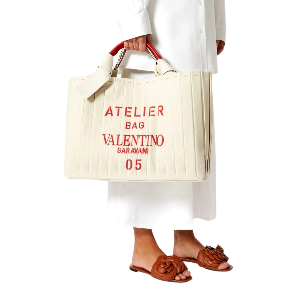 Valentino Garavani 05 Plisse Edition Sac Atelier Large Canvas Tote Bag