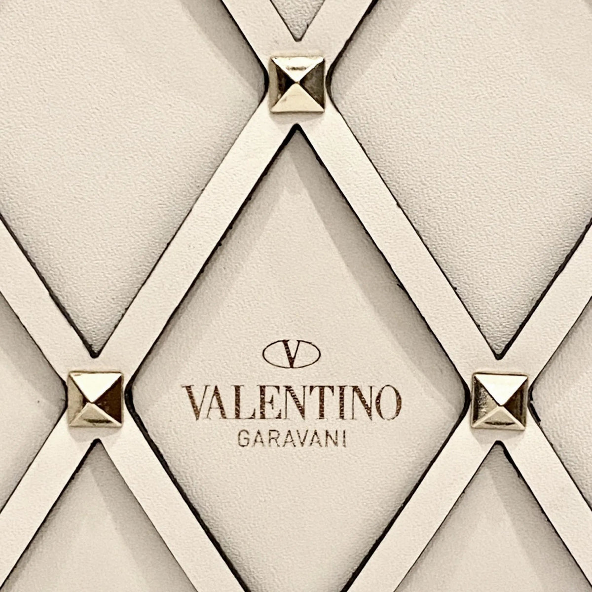 Valentino Garavani Beehive Lattice Ivory Studded Leather Crossbody Tote - Handbags - Clayton's Online Store