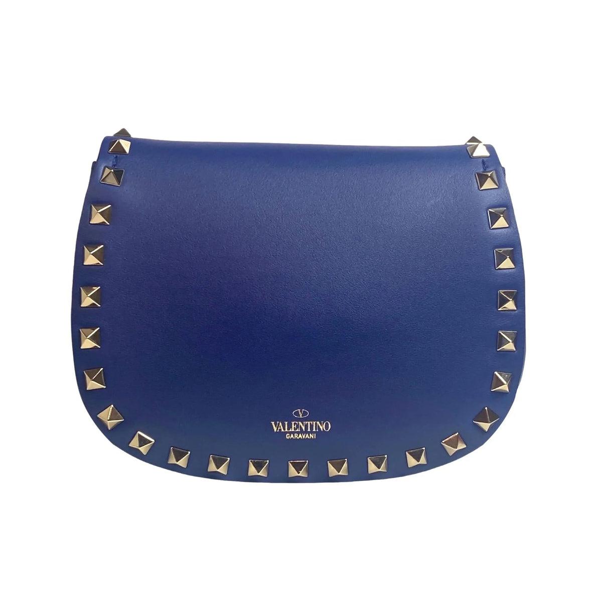 Valentino Garavani Rockstud Blue Leather Small Chain Crossbody Bag - Handbags - Clayton's Online Store