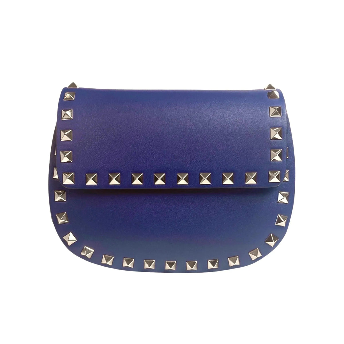 Valentino Garavani Rockstud Blue Leather Small Chain Crossbody Bag - Handbags - Clayton's Online Store