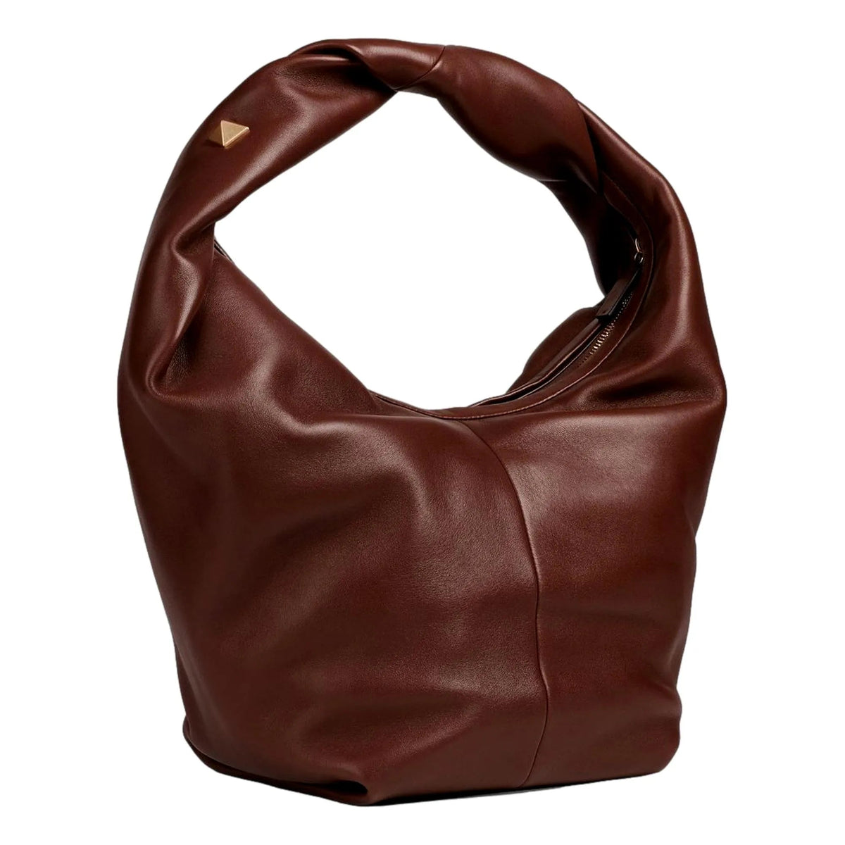 Valentino Garavani Roman Stud Brown Leather Large Hobo Shoulder Bag - Handbags - Clayton's Online Store