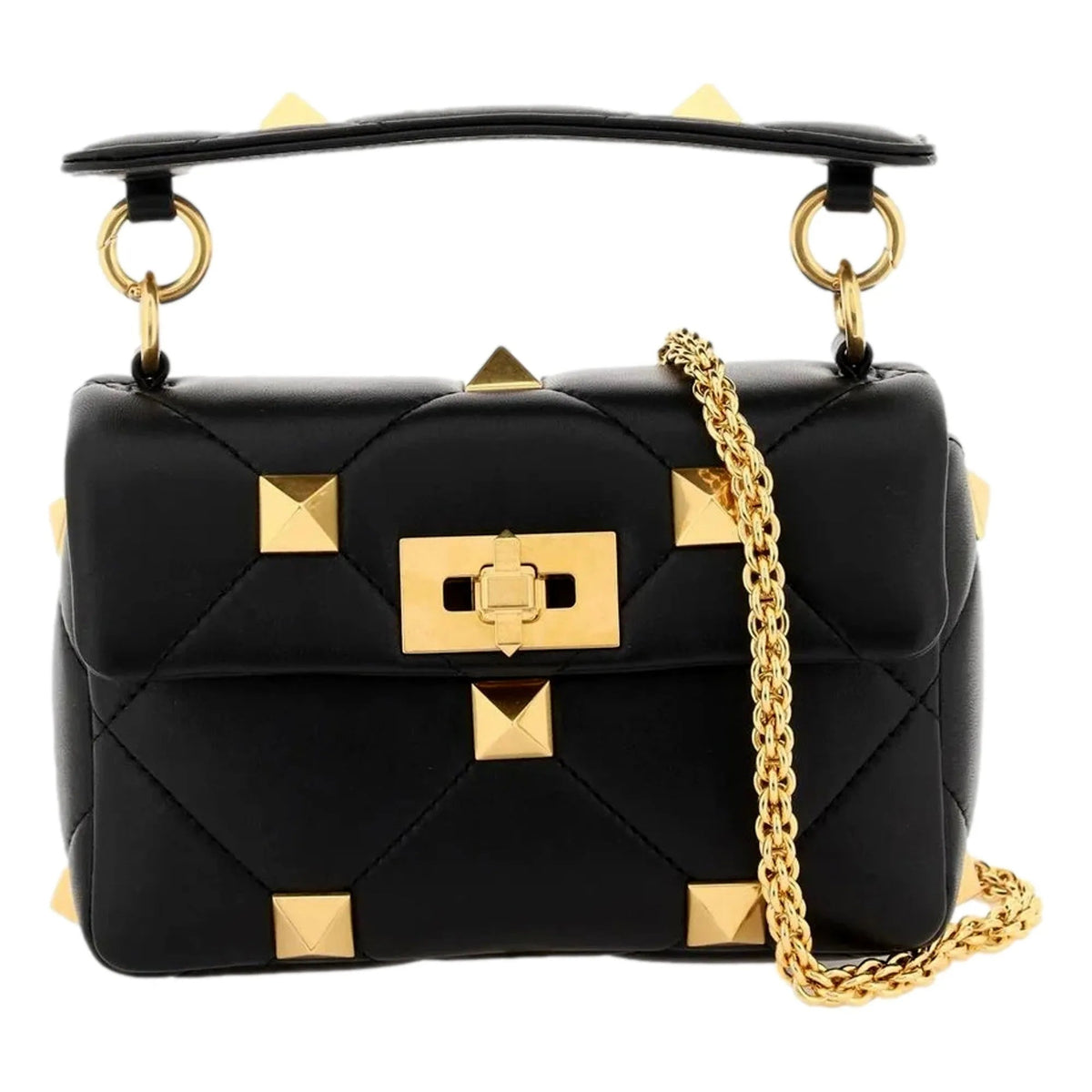 Valentino Garavani Roman Stud Small Crossbody Bag Black Nappa Leather - Handbags - Clayton's Online Store