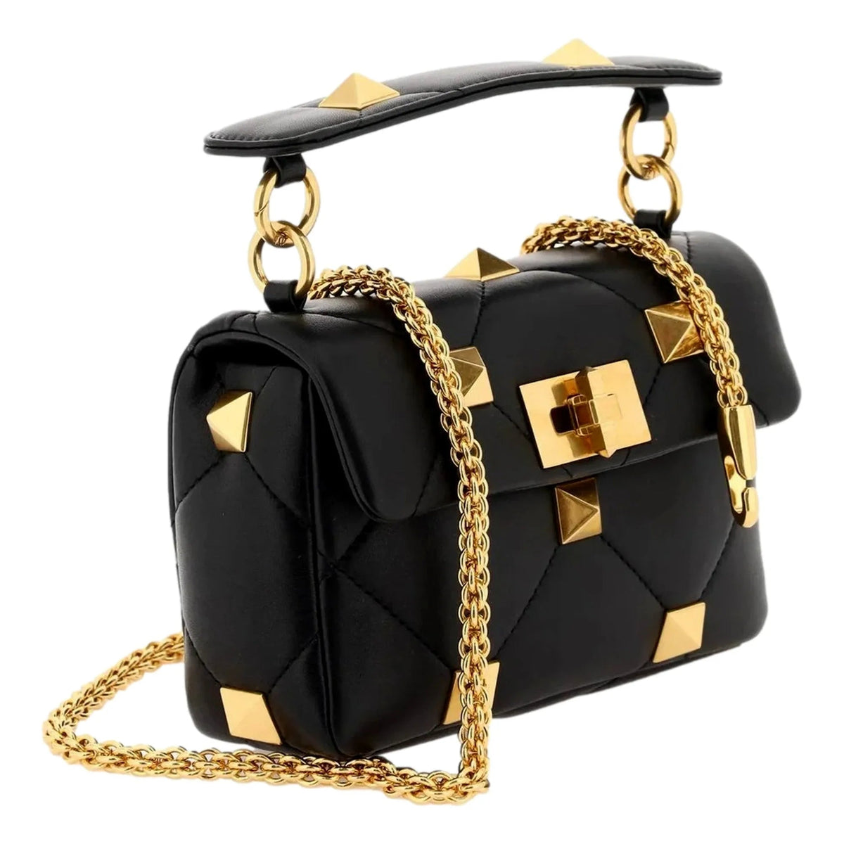 Valentino Garavani Roman Stud Small Crossbody Bag Black Nappa Leather - Handbags - Clayton's Online Store