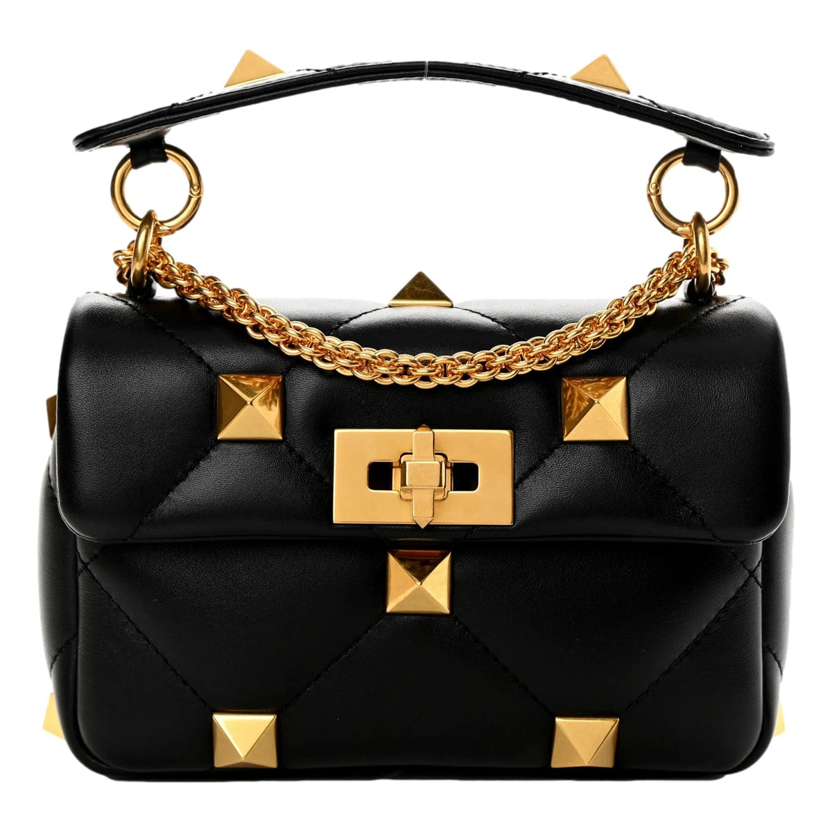 Valentino Garavani Roman Stud Small Crossbody Bag Black Nappa Leather - Handbags - Clayton's Online Store