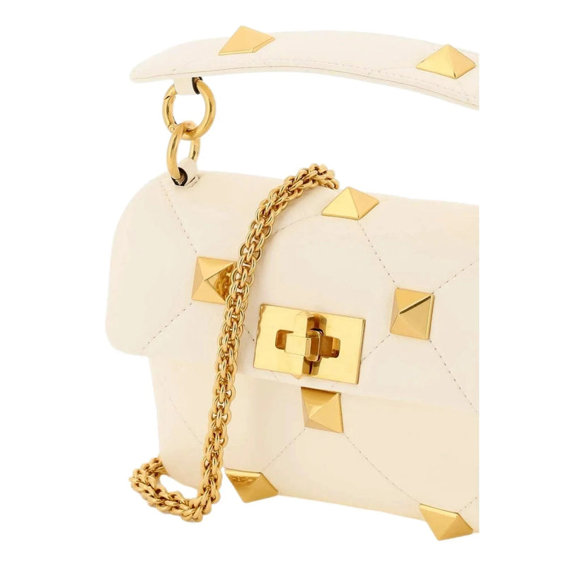 Valentino Garavani Roman Stud Small Crossbody Bag Ivory Nappa Leather - Handbags - Clayton's Online Store