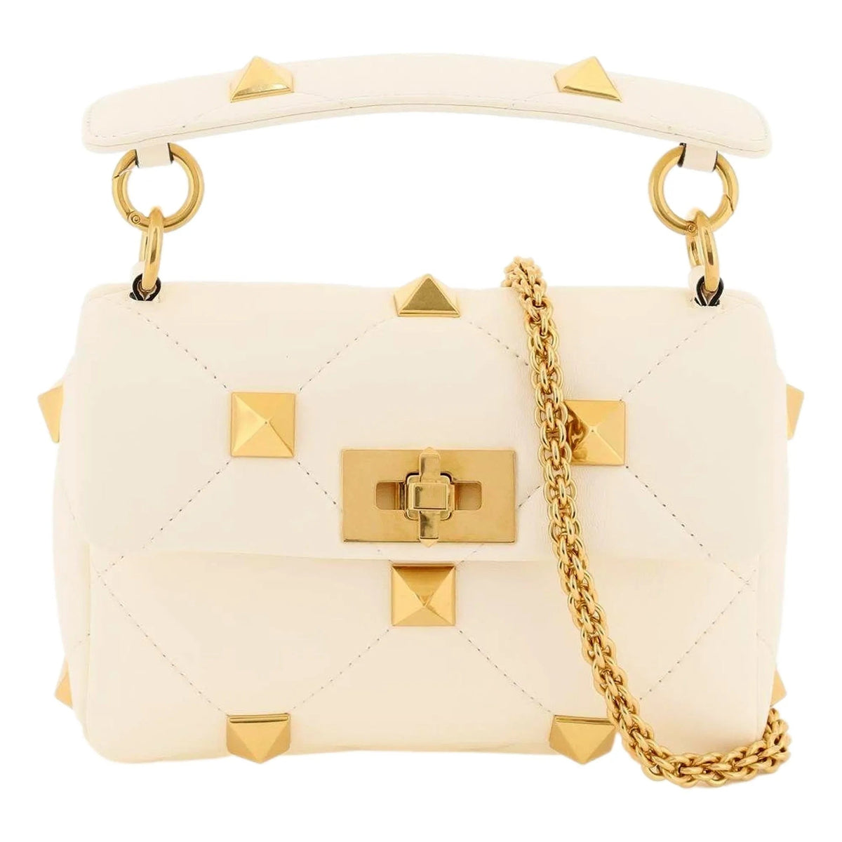 Valentino Garavani Roman Stud Small Crossbody Bag Ivory Nappa Leather - Handbags - Clayton's Online Store