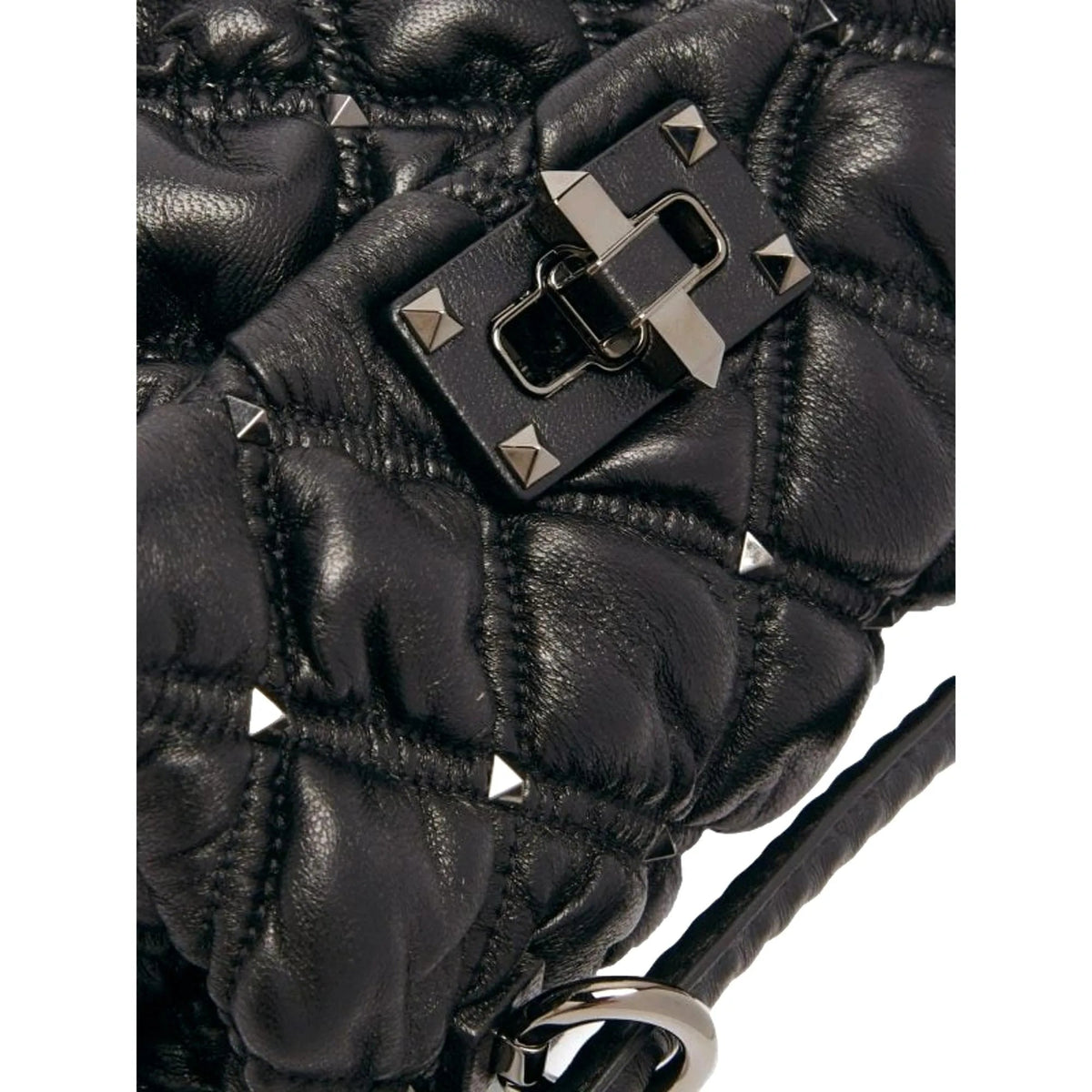 Valentino Garavani Spikeme Black Studded Leather Small Crossbody Bag - Handbags - Clayton's Online Store