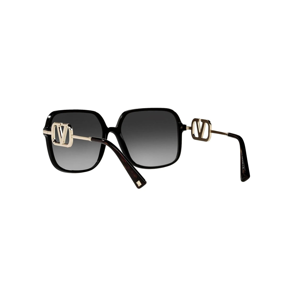 Valentino Garavani V Logo Gold Black Square Frame Sunglasses - Sunglasses - Clayton's Online Store