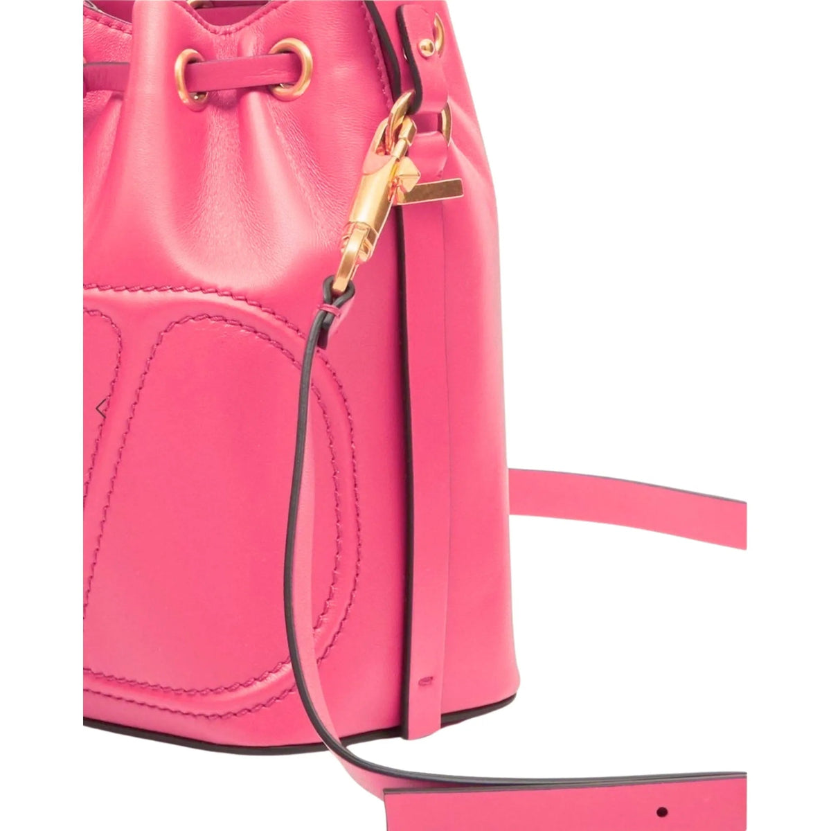 Valentino Garavani VLogo Walk Bucket Crossbody Bag Pink Calf Leather - Handbags - Clayton's Online Store