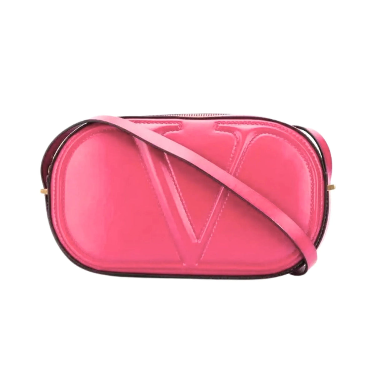 Valentino Garavani VLogo Walk Crossbody Bag Pink Calf Leather Medium - Handbags - Clayton's Online Store