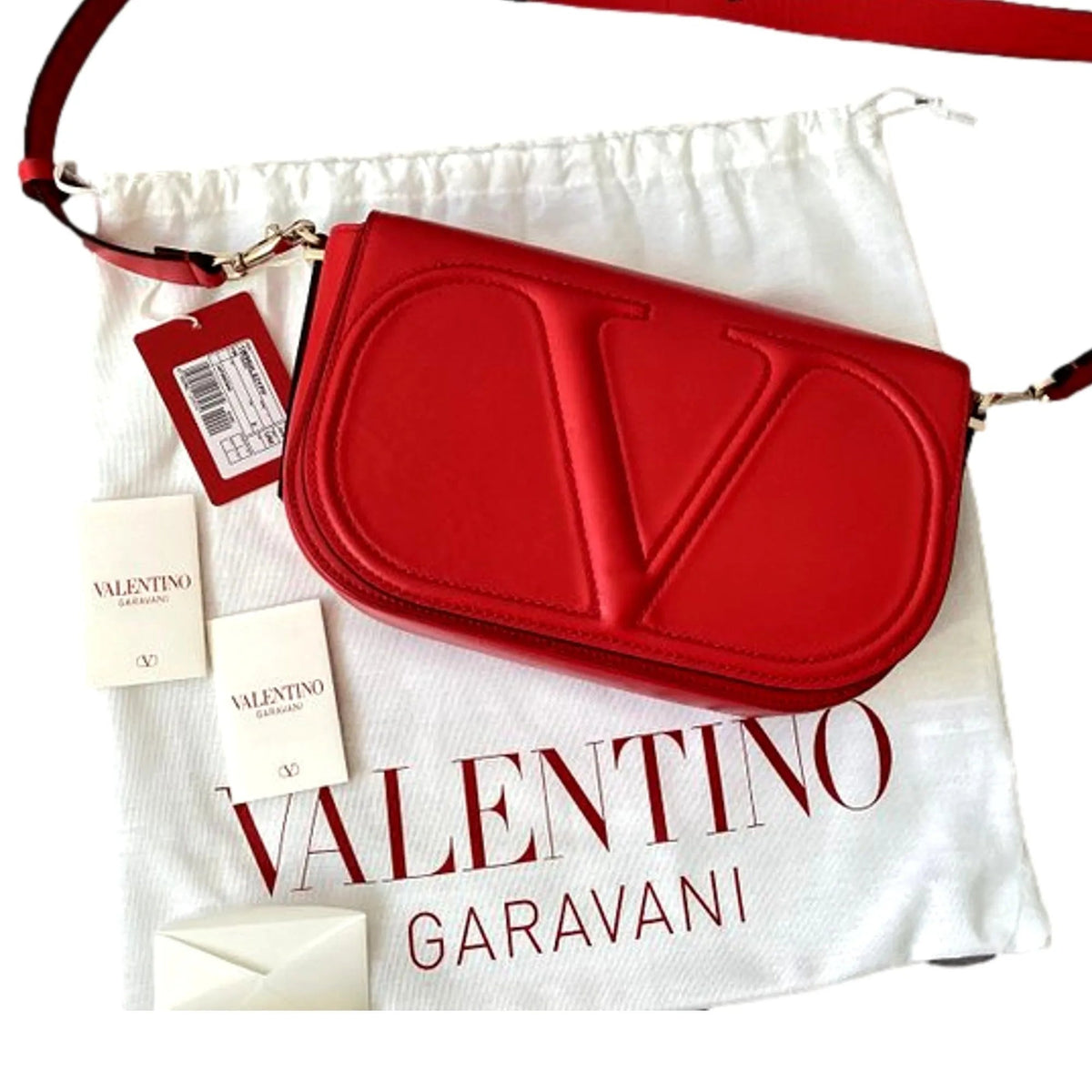 Valentino Garavani VLogo Walk Large Crossbody Bag Red Calf Leather - Handbags - Clayton's Online Store