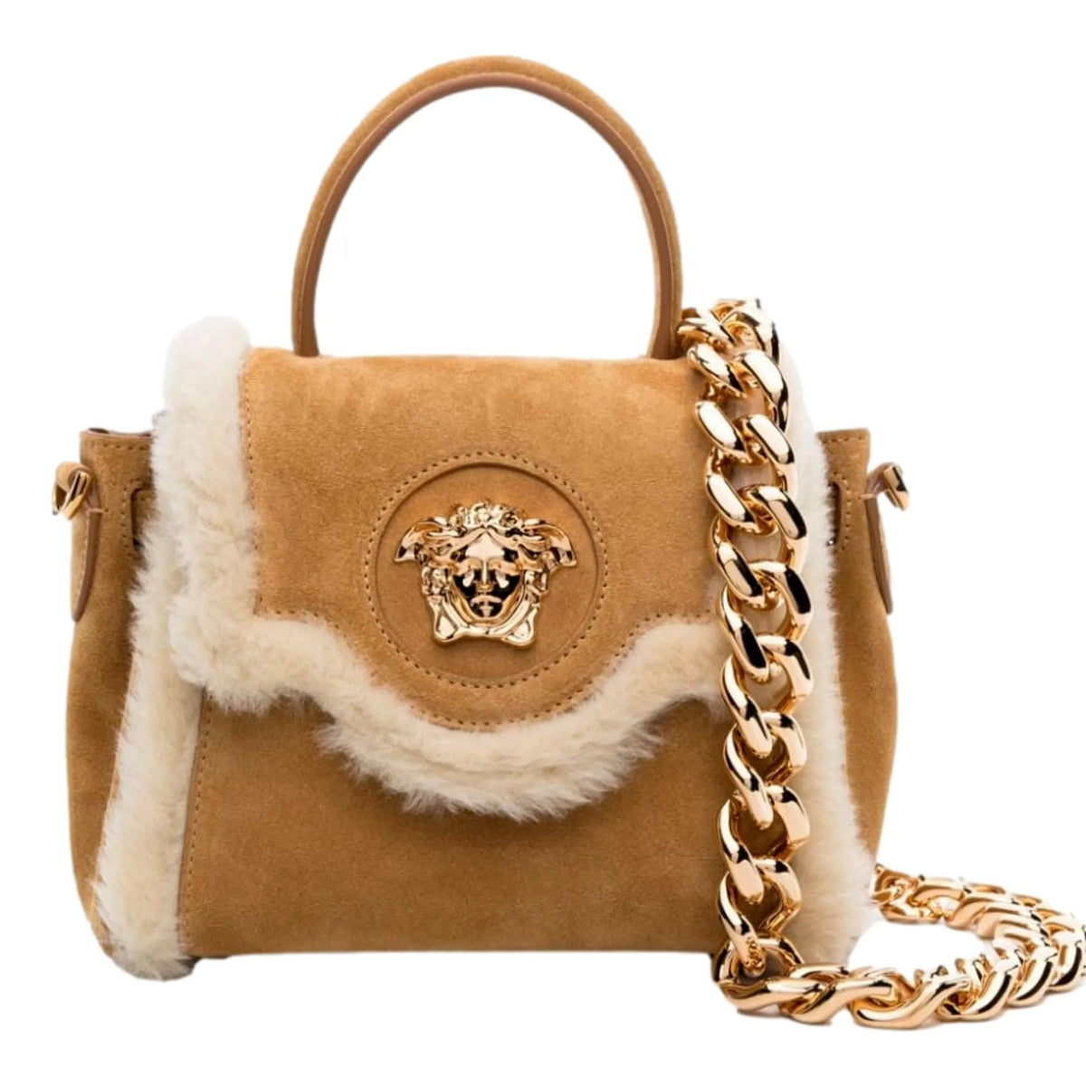 Versace Beige Sherling La Medusa Top - Handle Mini Bag - Handbags - Clayton's Online Store