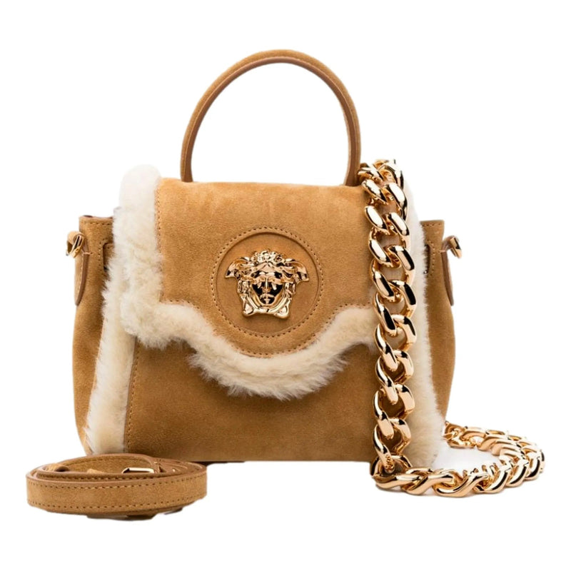 Versace Beige Sherling La Medusa Top - Handle Mini Bag - Handbags - Clayton's Online Store