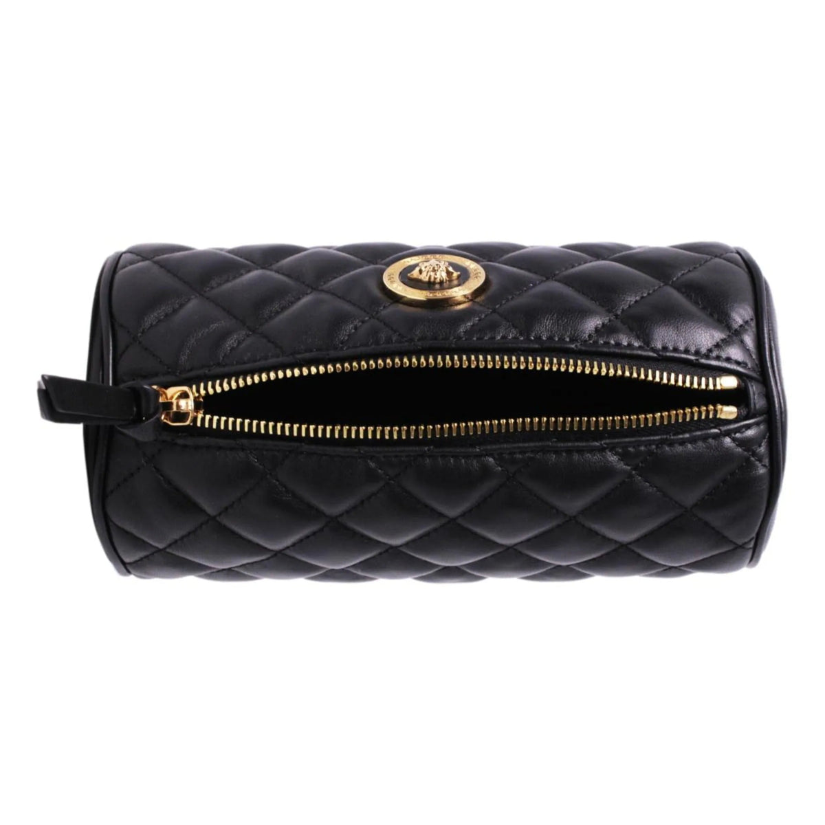 Versace Black Leather Medusa Quilted Cosmetic Bag - Handbags - Clayton's Online Store