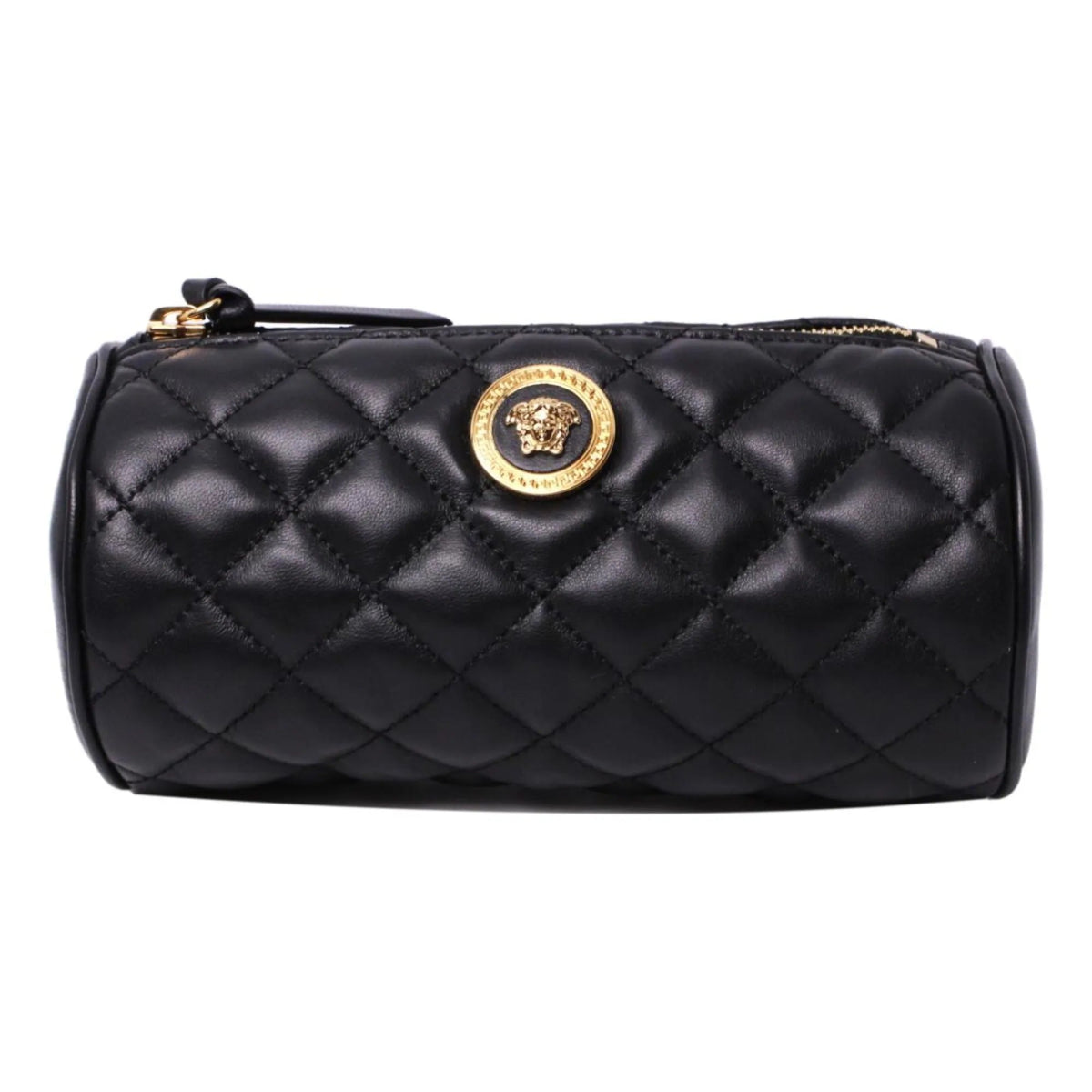 Versace Black Leather Medusa Quilted Cosmetic Bag - Handbags - Clayton's Online Store