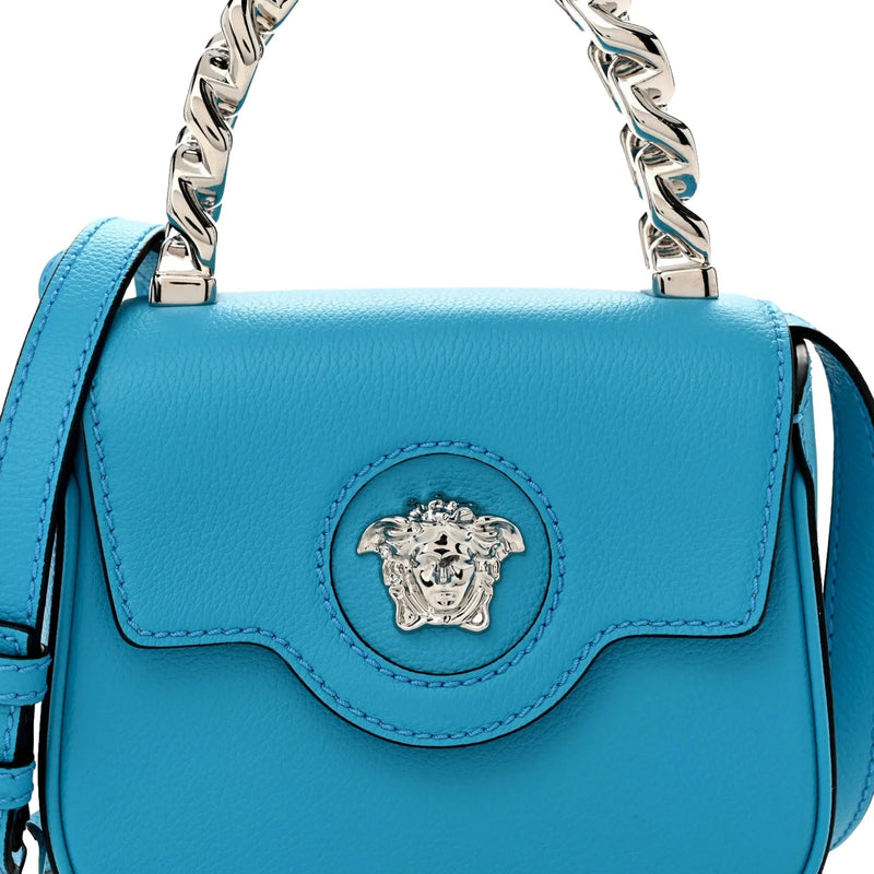 Versace Blue La Medusa Mini Top - Handle Bag - Handbags - Clayton's Online Store