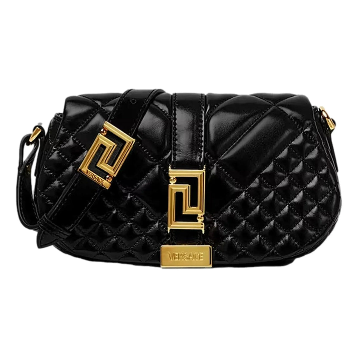 Versace Greca Goddess Black Quilted Leather Mini Bag - Handbags - Clayton's Online Store