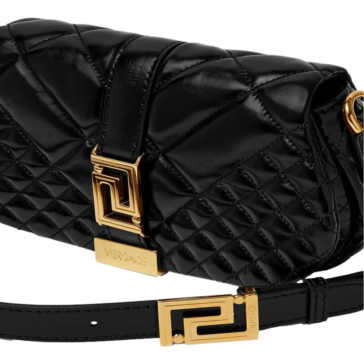 Versace Greca Goddess Black Quilted Leather Mini Bag - Handbags - Clayton's Online Store