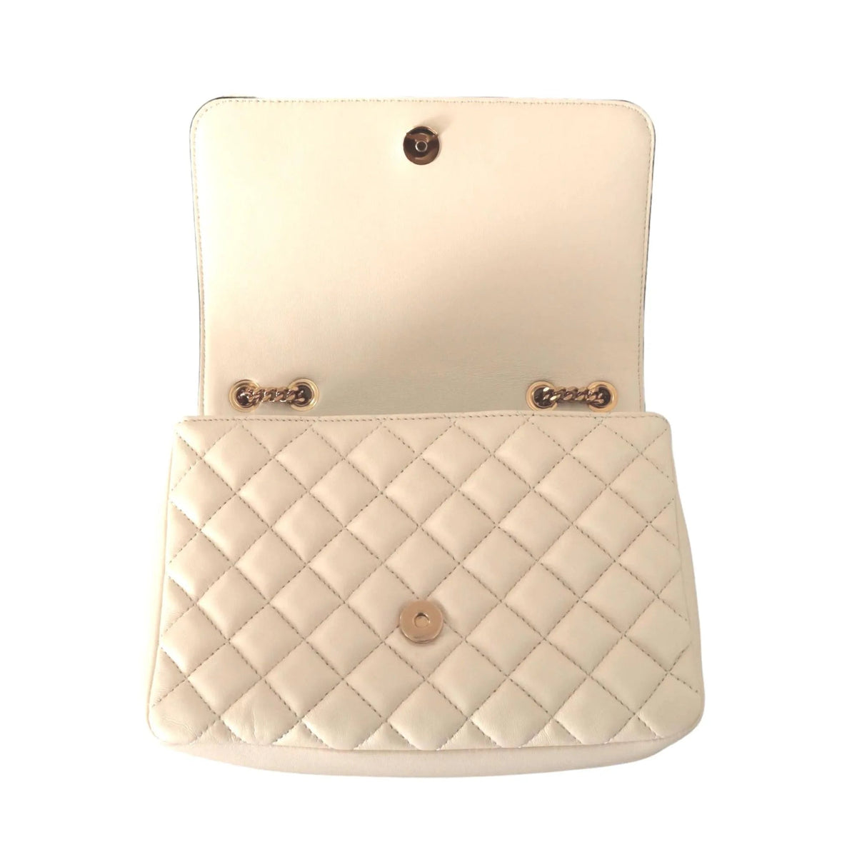 Versace La Medusa Beige Quilted Lamb Leather Large Shoulder Bag - Handbags - Clayton's Online Store