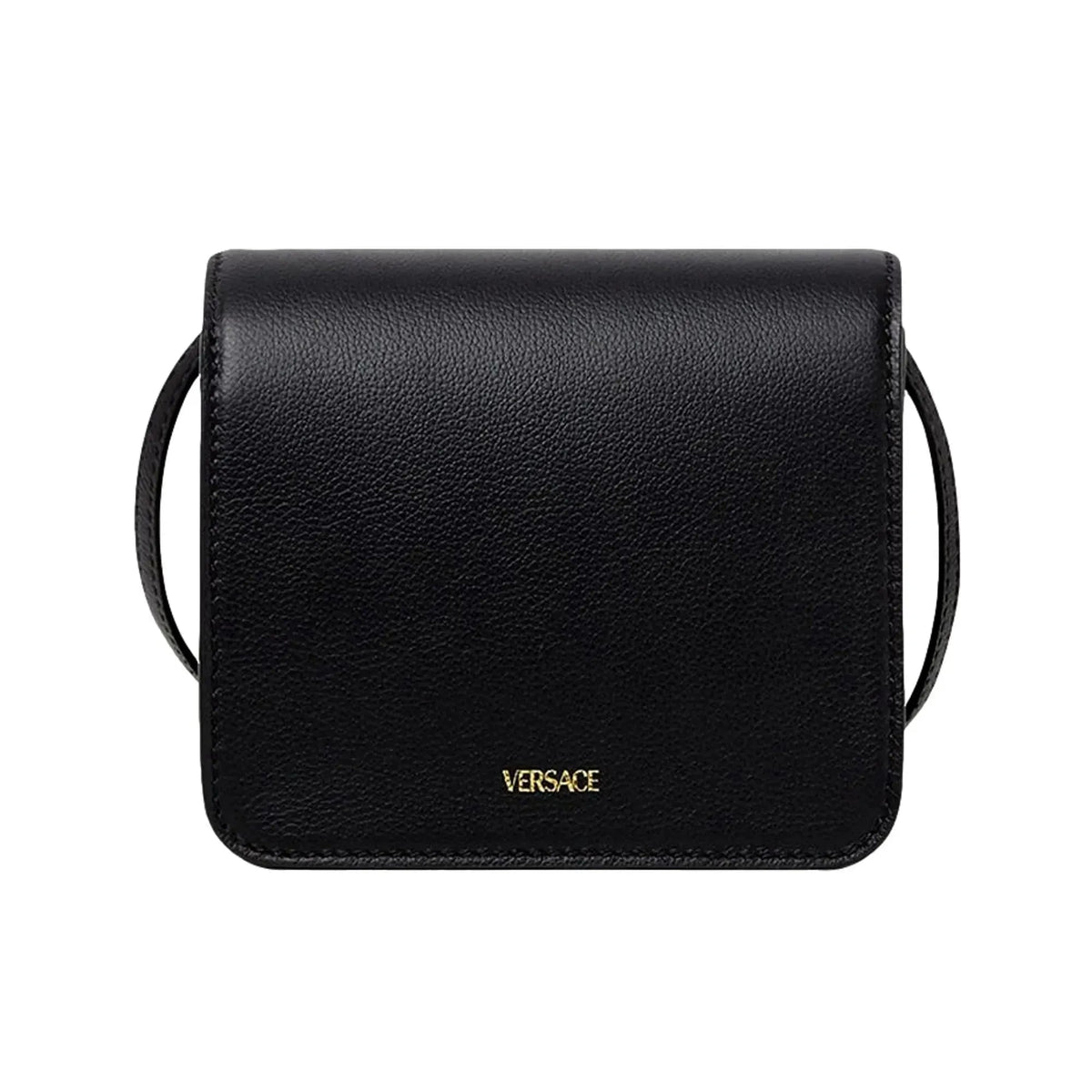 Versace La Medusa Black Pebbled Leather Crossbody Bag - Handbags - Clayton's Online Store