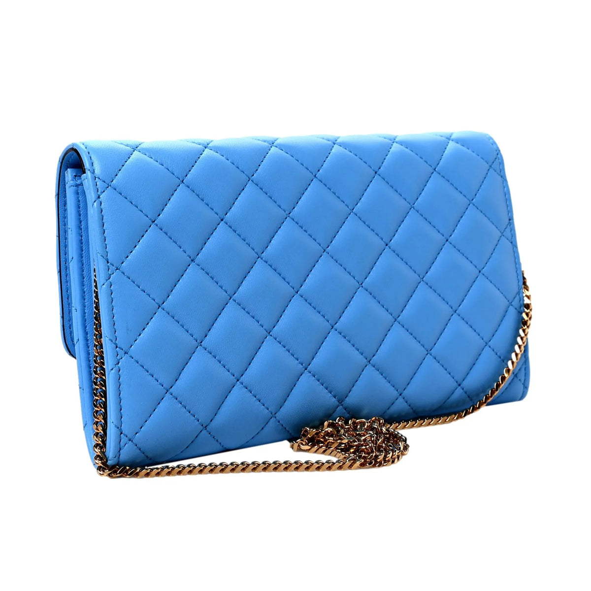 Versace La Medusa Blue Quilted Lamb Leather Crossbody Clutch Bag - Handbags - Clayton's Online Store