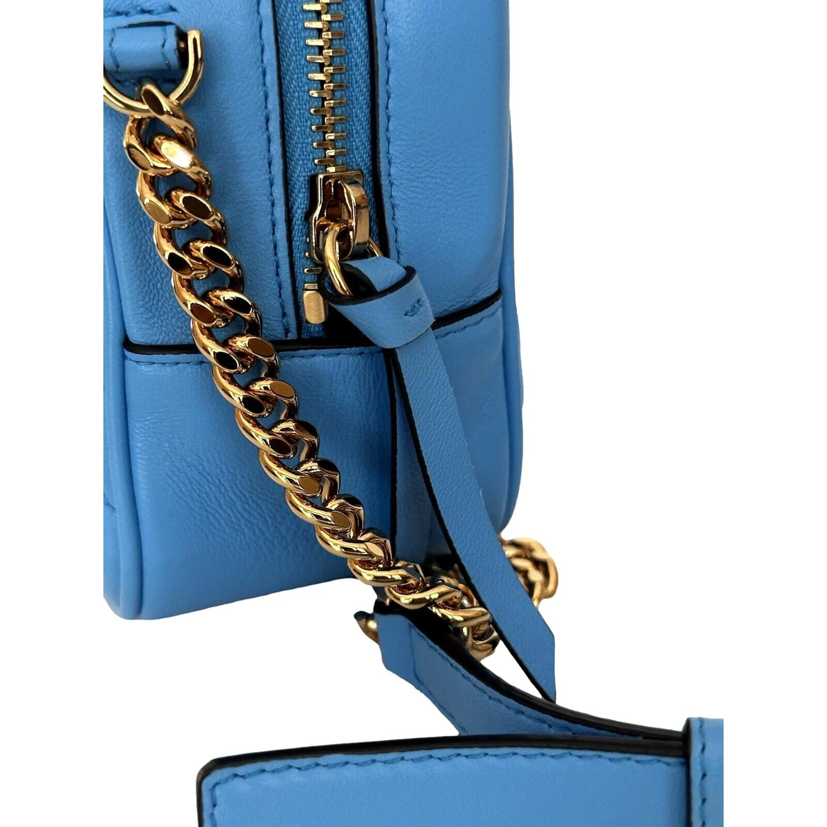 Versace La Medusa Blue Quilted Lamb Leather Medium Crossbody Bag - Handbags - Clayton's Online Store