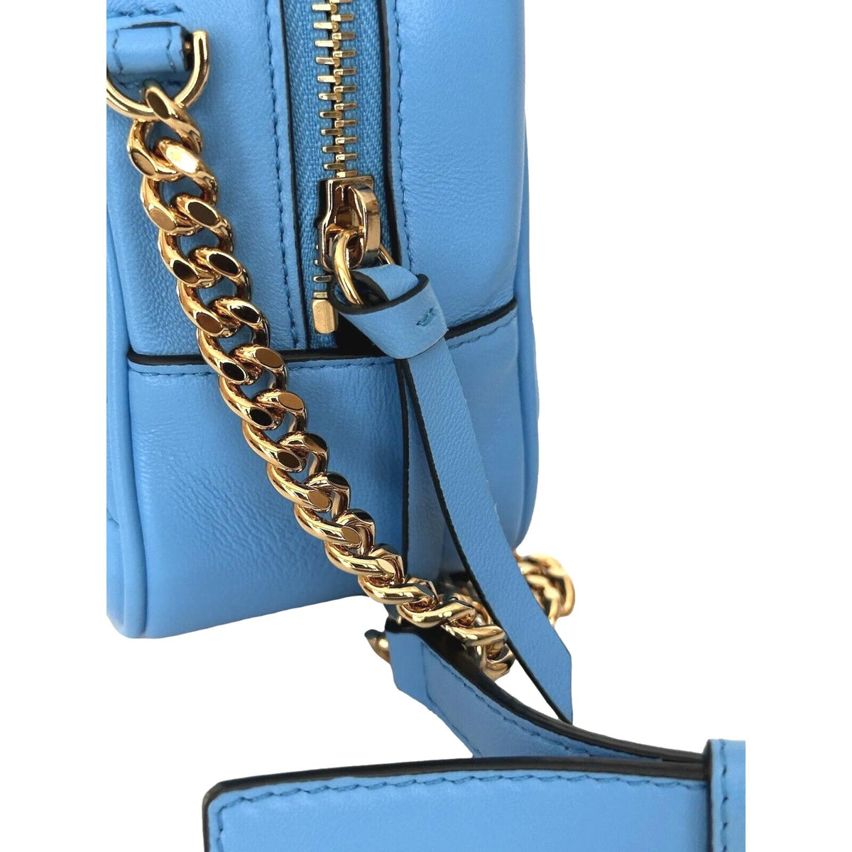 Versace La Medusa Blue Quilted Small Camera Crossbody Bag - Handbags - Clayton's Online Store