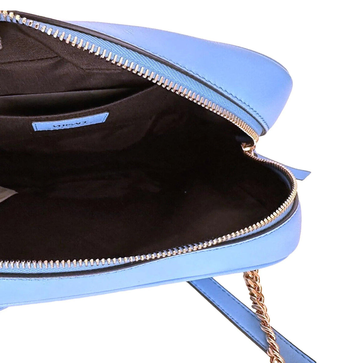 Versace La Medusa Blue Quilted Small Camera Crossbody Bag - Handbags - Clayton's Online Store